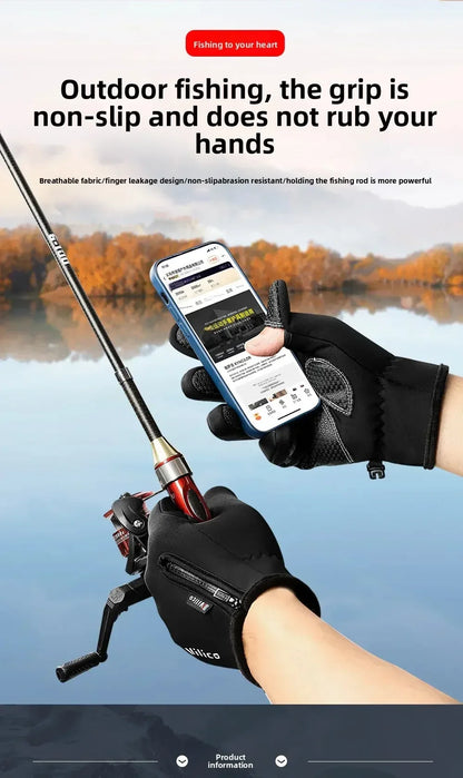 Vilico Warm Touchscreen Motorcycle Fishing Gloves Windproof Durable Anti‑Slip Waterproof Breathable for Autumn & Winter Cycling