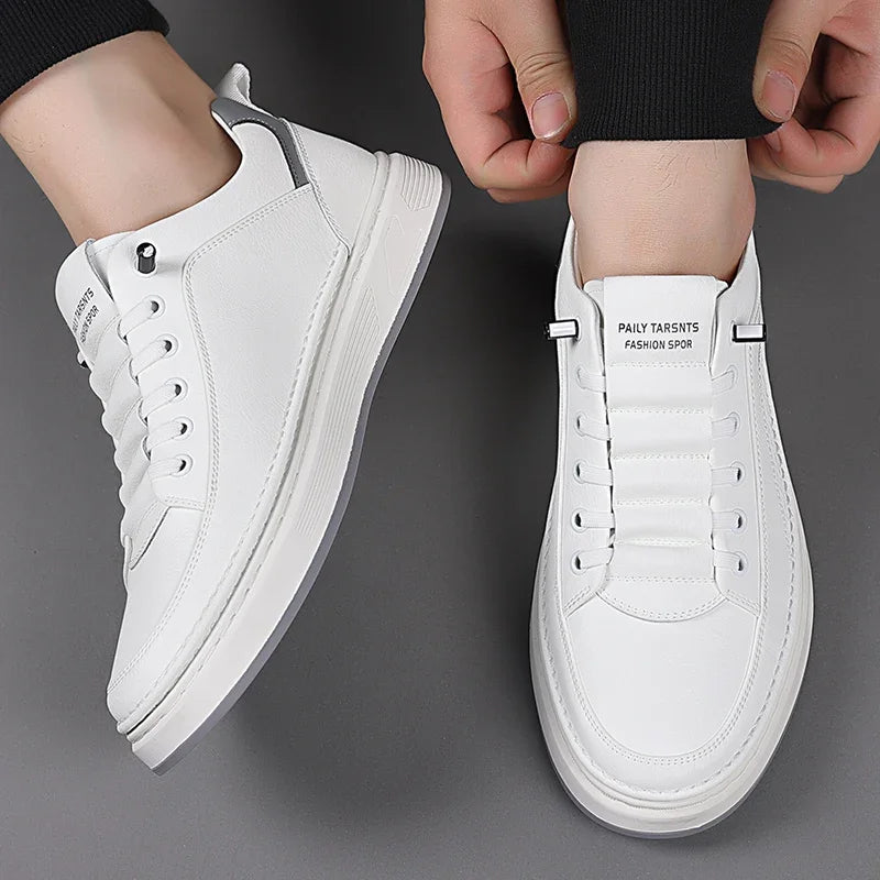 New Men's Shoes High Quality Leather Casual Shoes for Men Designer Sneakers Tenis Masculino Comfort Lace-up White Sport Shoes