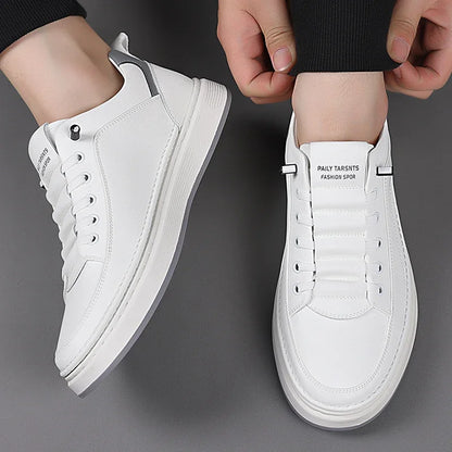 New Men's Shoes High Quality Leather Casual Shoes for Men Designer Sneakers Tenis Masculino Comfort Lace-up White Sport Shoes