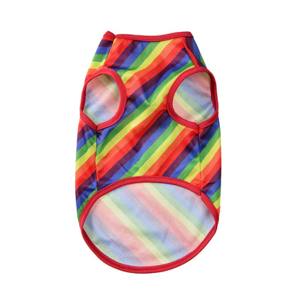 Breathable Dog Clothes For Small Medium Dogs Cats Summer Creative Rainbow Print Puppy Vest T-shirt Schnauzer Pug Pet Costume