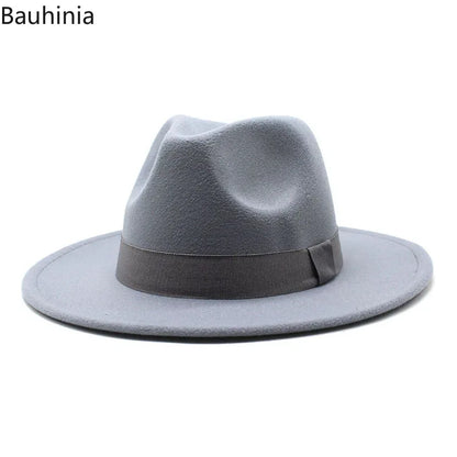 2023 New Hot Wide Brim Felt Fedora Hats With Bee Ribbon Autumn Winter Wedding Party Trilby Hat Men Gentleman Jazz Hats 56-58CM