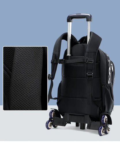 High-capacity on 2/6 Wheels Waterproof Luggage Rolling Bag Student Shoulder Backpack  Detachable Children Rolling School Bags