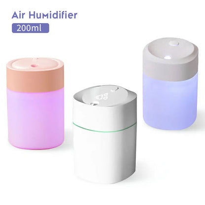200ml Mini Air Humidifier with Night Light Essential Oil Diffuser USB Mist Maker Car Air Freshener for Bedroom Office