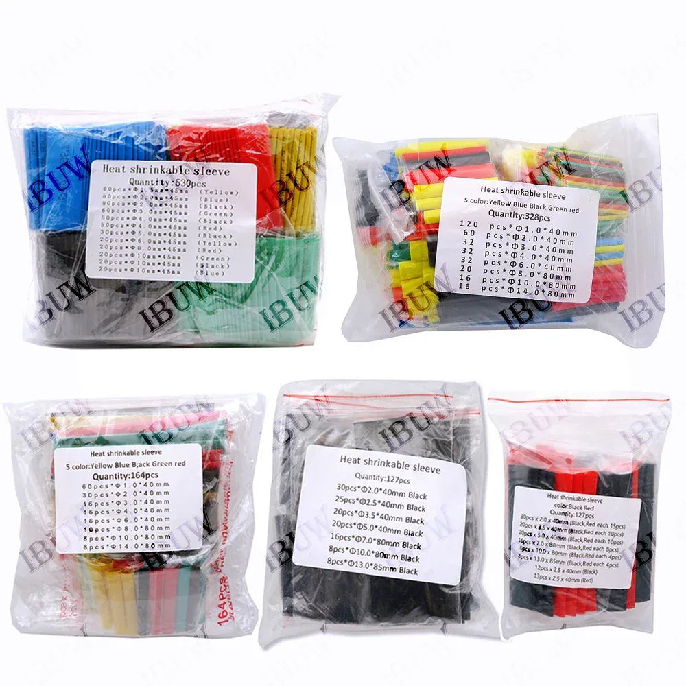 328PCS 164-560pcs Heat Shrink Tube Tubing Insulation Shrinkable Tube Assortment Electronic Polyolefin Wire Cable Sleeve Kit