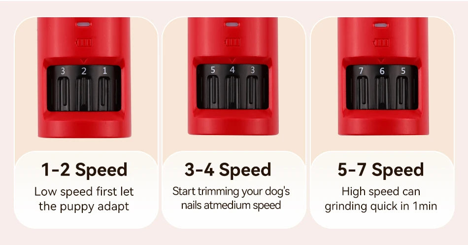 ROJECO Pet Electric Nail Grinder Rechargeable Dog Paw Grooming Nail Clipper LED Light 7 Speeds Adjustable Cat Claw Nail Grinder