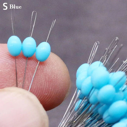 100pcs/Pack S/LOlive Float Fishing Bobber Silicone Stopper Red/Blue Space Bean Connector Line Resistance Fishing Accessories