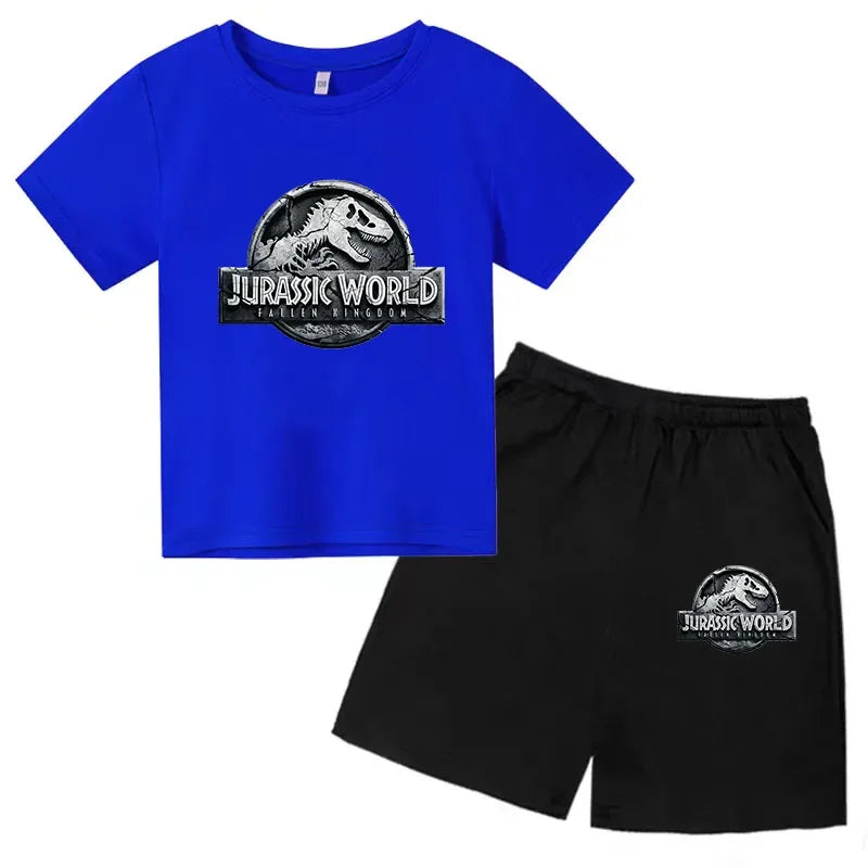 Summer Short Sleeve T Shirt +shorts 2 Piece Set Children Clothes Luxury Brand Print Sport Casual Fashion Boy Girl Kid Tracksuit