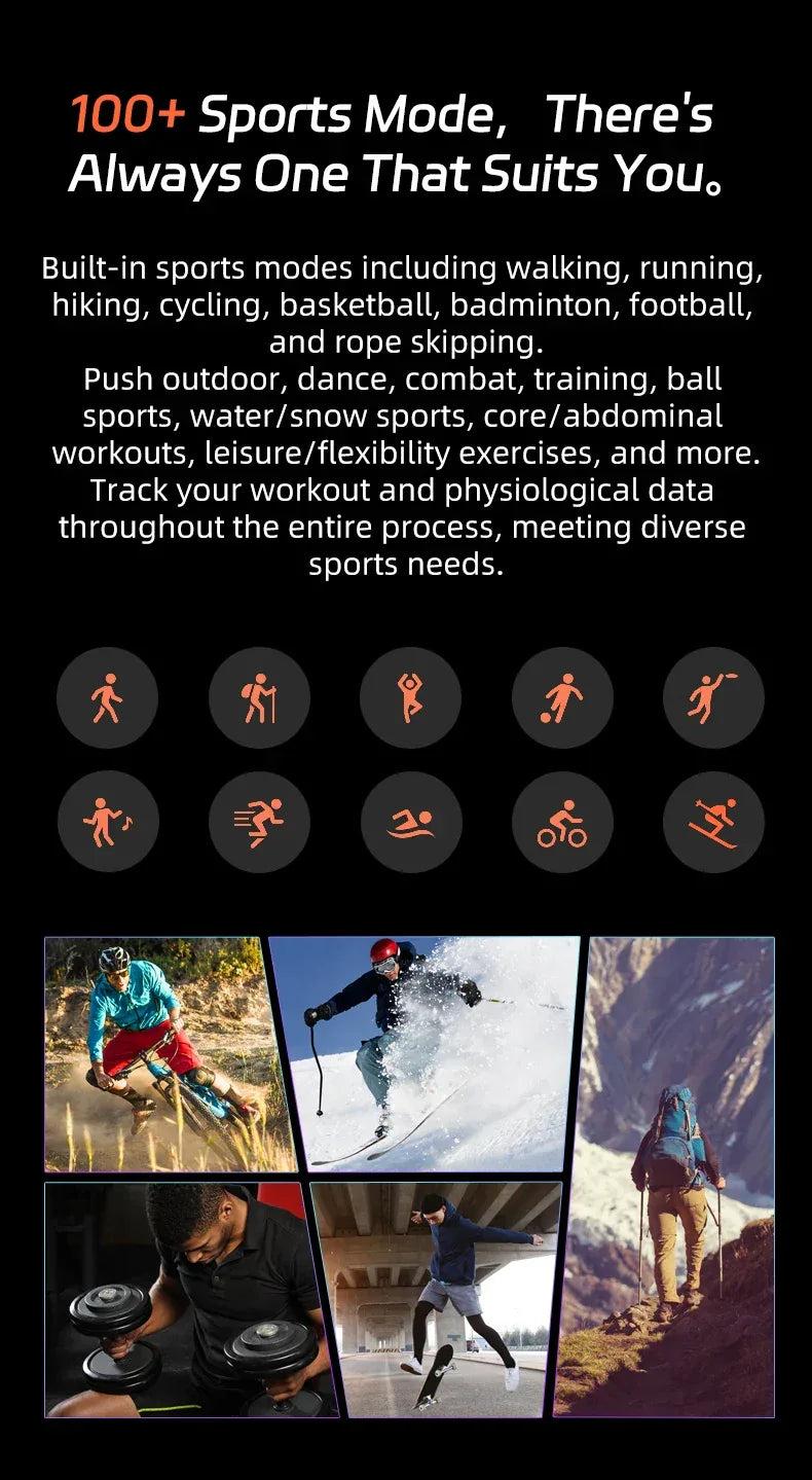 BWSMRIG New Men Smart Watch IP68 Waterproof Bluetooth call  Heart Rate Sleep Monitoring Sport Fitness Smartwatch for Android IOS