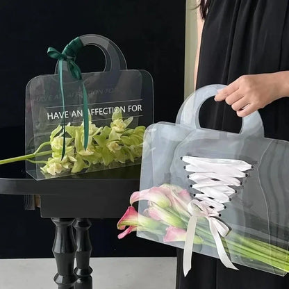 4-20PCS Flower Bag 50 Silk Clear PET Tote Bag Valentine's Day Transparent Gift Bag Simple Internet Popular Flower Packaging Bag