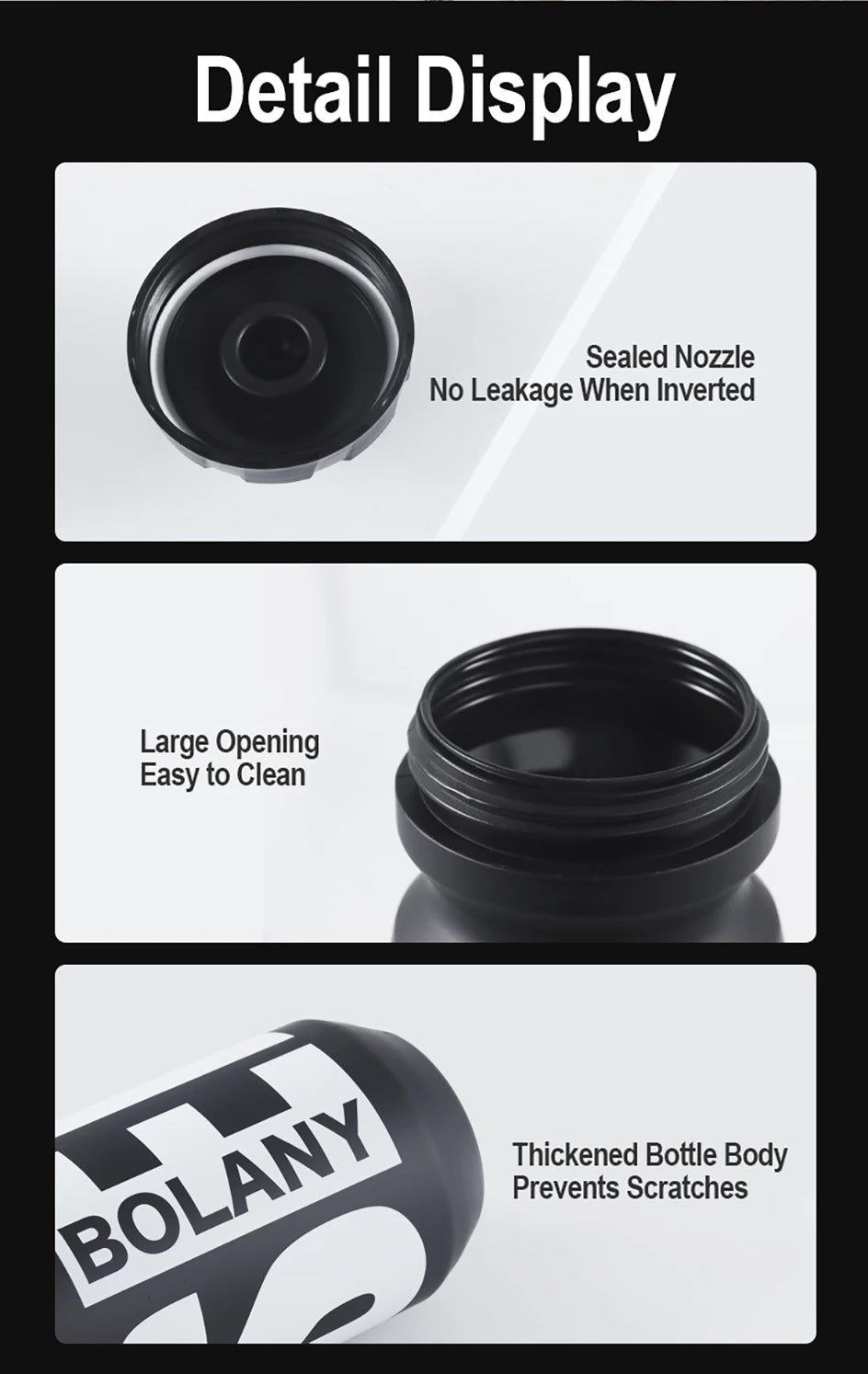 BOLANY 610ML Cycling Bike Water Bottle Bicycle Portable Kettle with Cover Matte Plastic Sports Bottle Outdoor Supplies