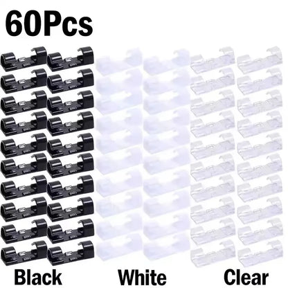 Cable Organizer Clips Wire Holder Self Adhesive Desktop Cord Management for PC Mouse USB Power Cord Fixer Wall Car Home Office