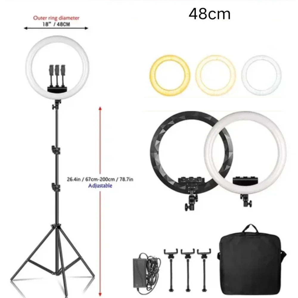 SH Ring Light 18inch Kit 36W 6500K Professional LED Control Stand Phone Holder Tube  Bag for Tattoo Lash Extension Barber Light