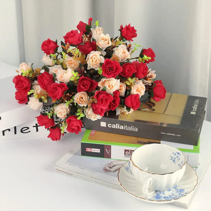 Silk rose Artificial Flowers Wedding Home Christmas Decoration bride Bouquet Diy gift Scrapbooking Wreaths wall Photography prop