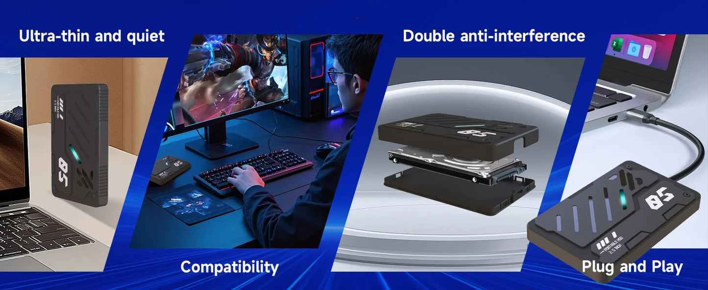 HDD 2.5'' Portable External Hard Drive 1tb/500gb/750gb /500gb/320gb/250gb/160gb USB3.0/3.1 for Laptop PC MacBook PS4 PS5 Xbox