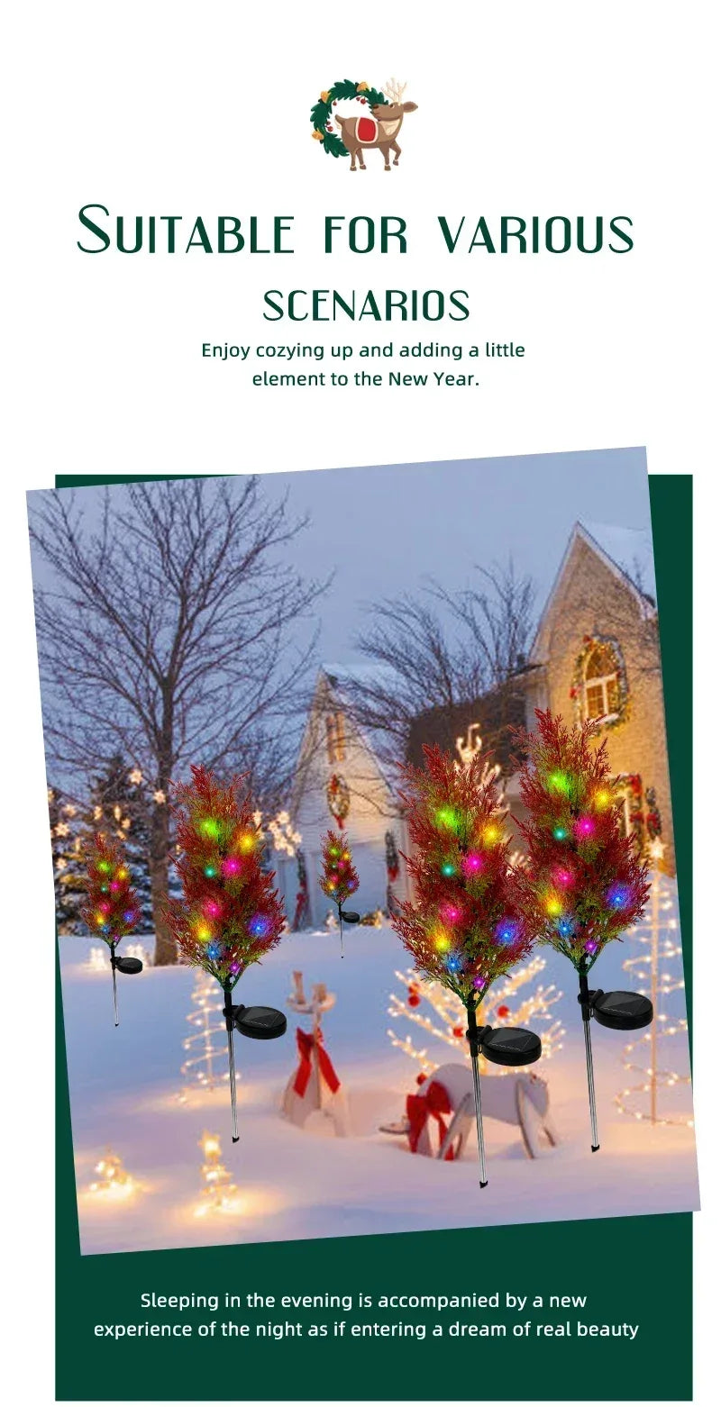 Solar LED Lights Christmas Tree Lawn Lamp Holiday Lantern For House Festive Wedding Courtyard Garden Decoration RGB Light