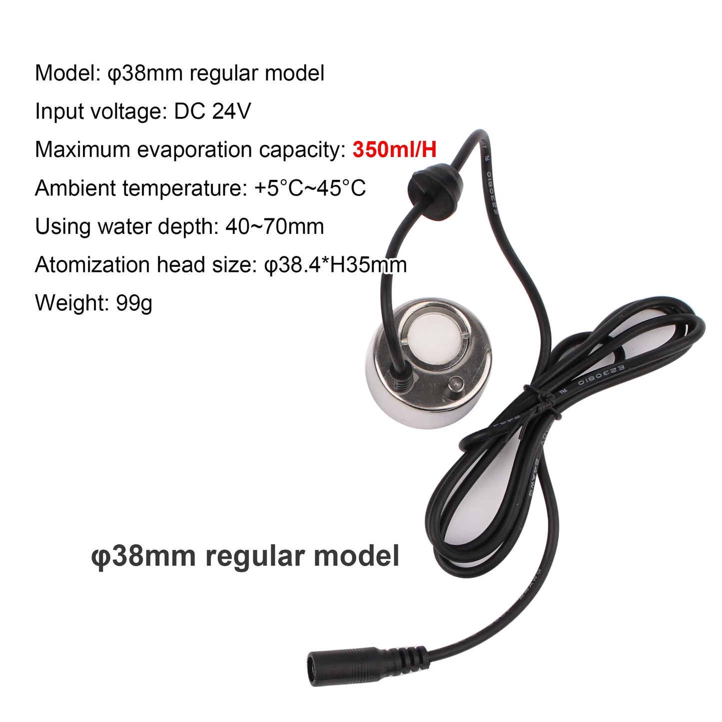 Ultrasonic Atomizer Lightless Metal Head Ceramic Chip Fogger 38mm Balcony Courtyard Water Feature Fountain Sprayer Humidifier EU