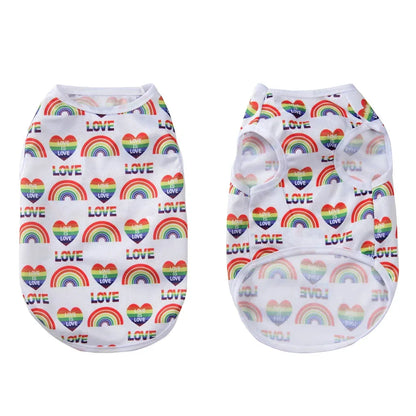 Breathable Dog Clothes For Small Medium Dogs Cats Summer Creative Rainbow Print Puppy Vest T-shirt Schnauzer Pug Pet Costume