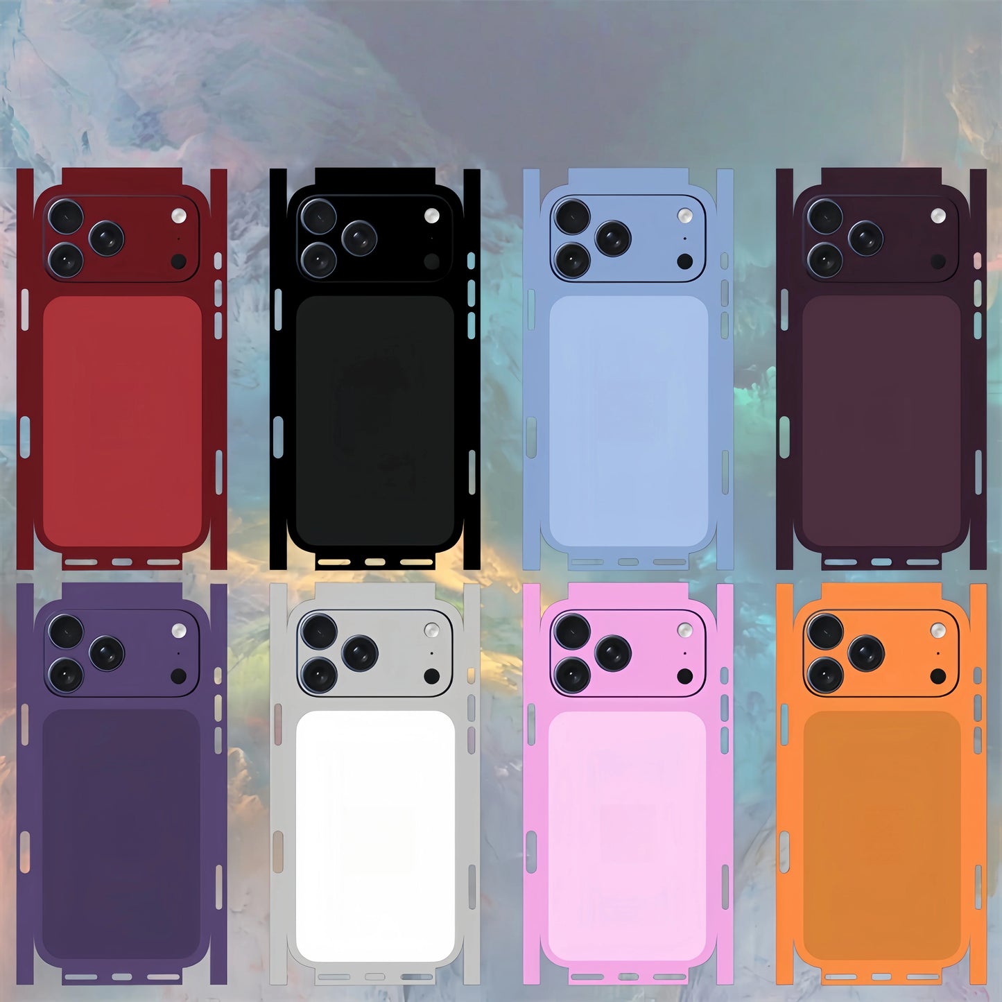 Plain Color Decal Skin for iPhone 17 16 15 14 13 Pro Max Back Cover Wrap Rear Screen Protector Anti-scratch Durable Stickerl