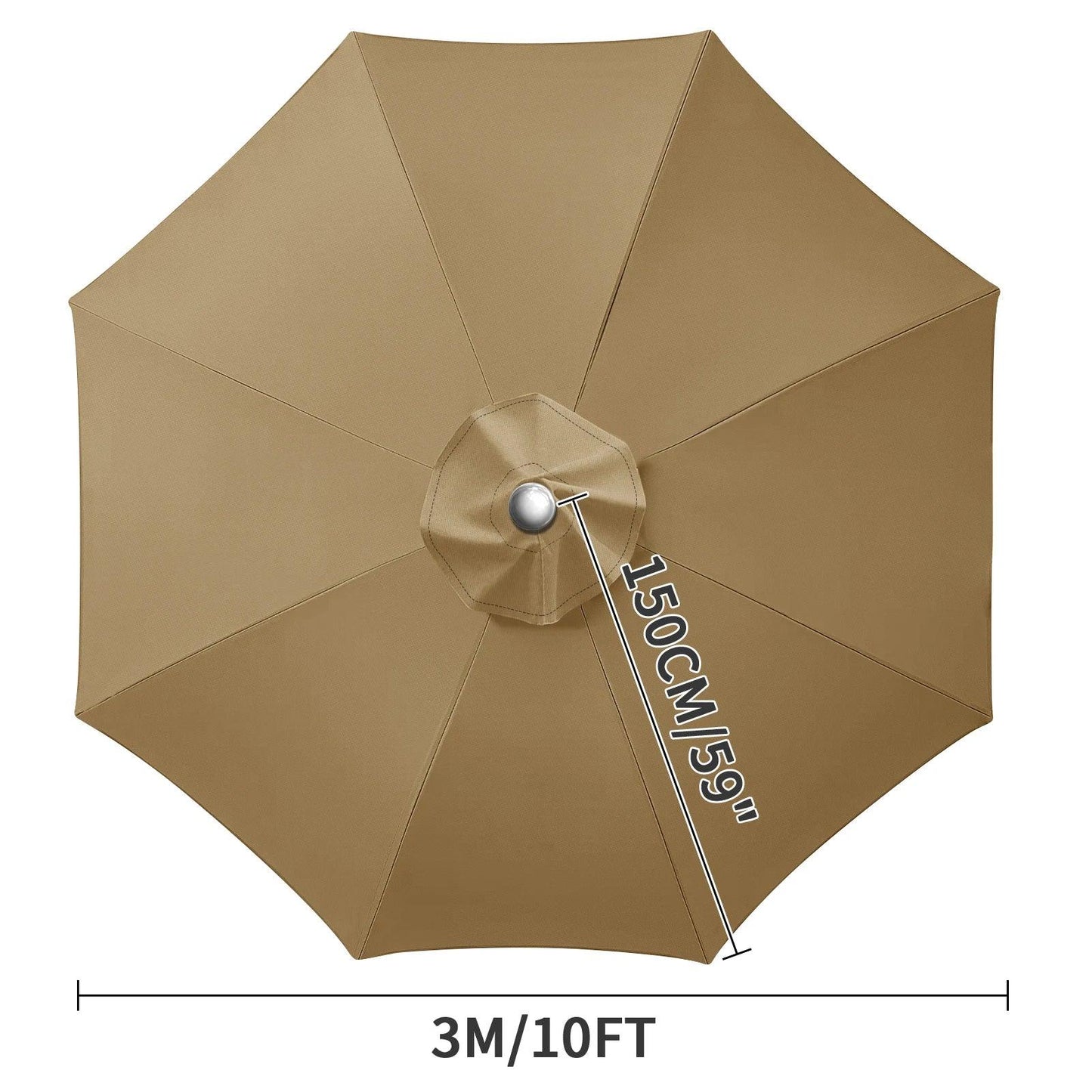 Waterproof Replacement Umbrella Cloth 2/3M Patio Parasol Cover UV-Anti Canopy Cover Replacement Parasol Cover for Balcony Garden