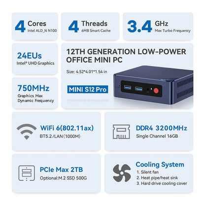 Beelink Mini S13 Intel Twin Lake N150 S12 Pro N100 16G 500G Windows 11 Mini S 11th N5095 DDR4 8GB 128GB Desktop Computer N95