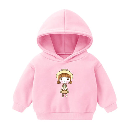1pcs Boys Girls Thick Velvet Cartoon Tees Kids Solid Casual Fashion Warm Autumn Winter Sweatshirt Hoodie Baby Cloths Infant Tops