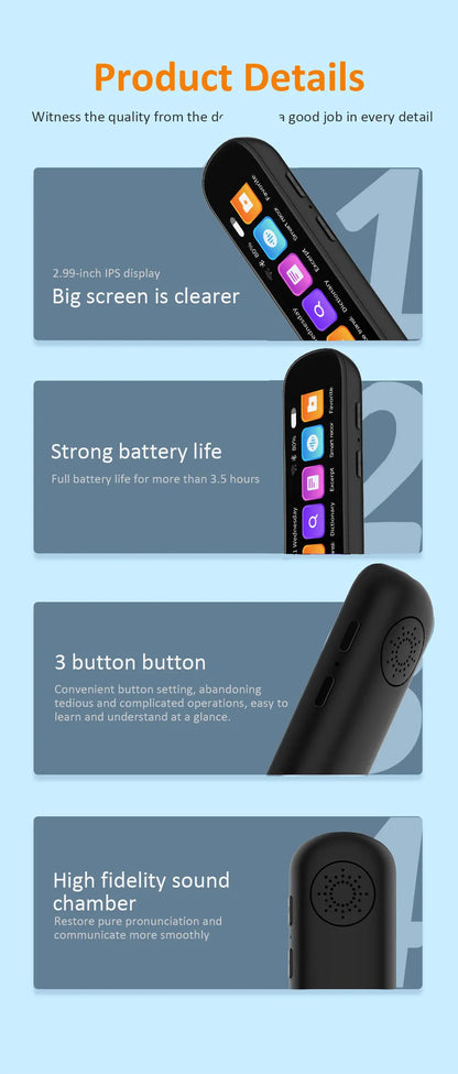 MSAI S6-AI Free AI Scan Translator Pen 12 Languages Scan to Text 134 Online Voice Translation Vocabulary Library for Student
