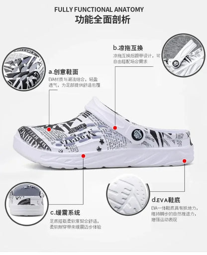 Plus Size 49 Men Non-slip Sandals Clogs Men and Women Home Beach Slippers Breathable Lightweight Men Outdoor House Slides