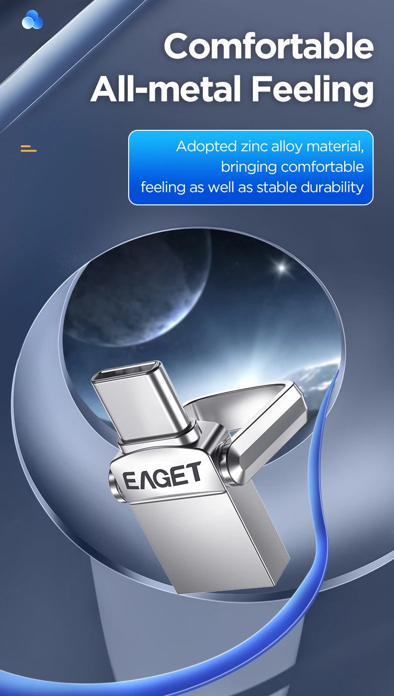 Eaget USB 3.2 Flash Drive 2 in 1 Mini USB and Type C Pen Drive 32GB 64GB 128GB Pendrive Memory Stick Flash Disk for PC Phone