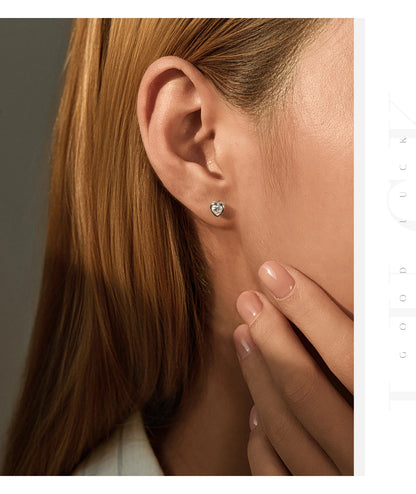 MODIAN 3 Sizes Heart Moissanite Ear Studs 925 Sterling Silver Dazzling Stackable Fashion Stud Earrings For Women Fine Jewelry