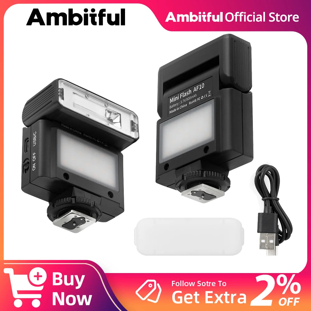 AMBITFUL AF10 Mini Camera Flash Speedlite On-top Flashlight For Sony Canon PENTAX Nikon FUJIFILM OLYMPUS