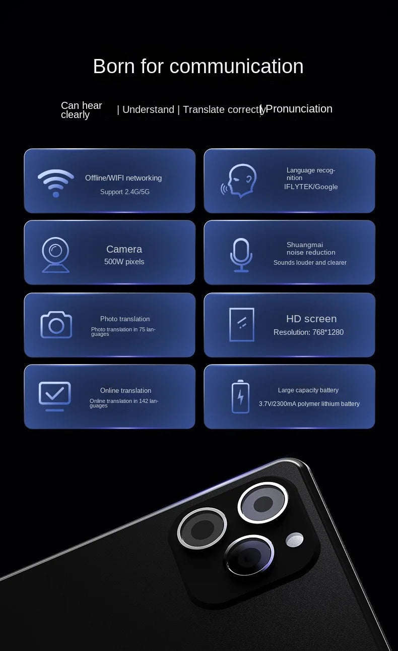 Portable T22 Smart Translator 142 In Real-time Online Languages Translation ChatGPT Voice Photo Intelligent Translate Device