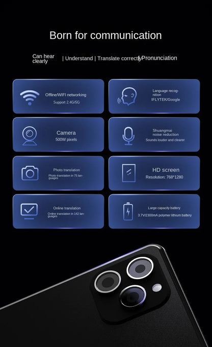Portable T22 Smart Translator 142 In Real-time Online Languages Translation ChatGPT Voice Photo Intelligent Translate Device