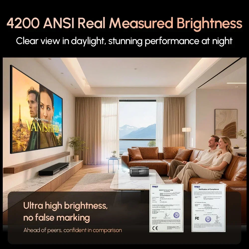 Official Google TV 4K Smart Projector Netflix Certified Native 1080P Dolby Audio WiFi6 Auto Focus HDR Home Theater HDMI BT5.4