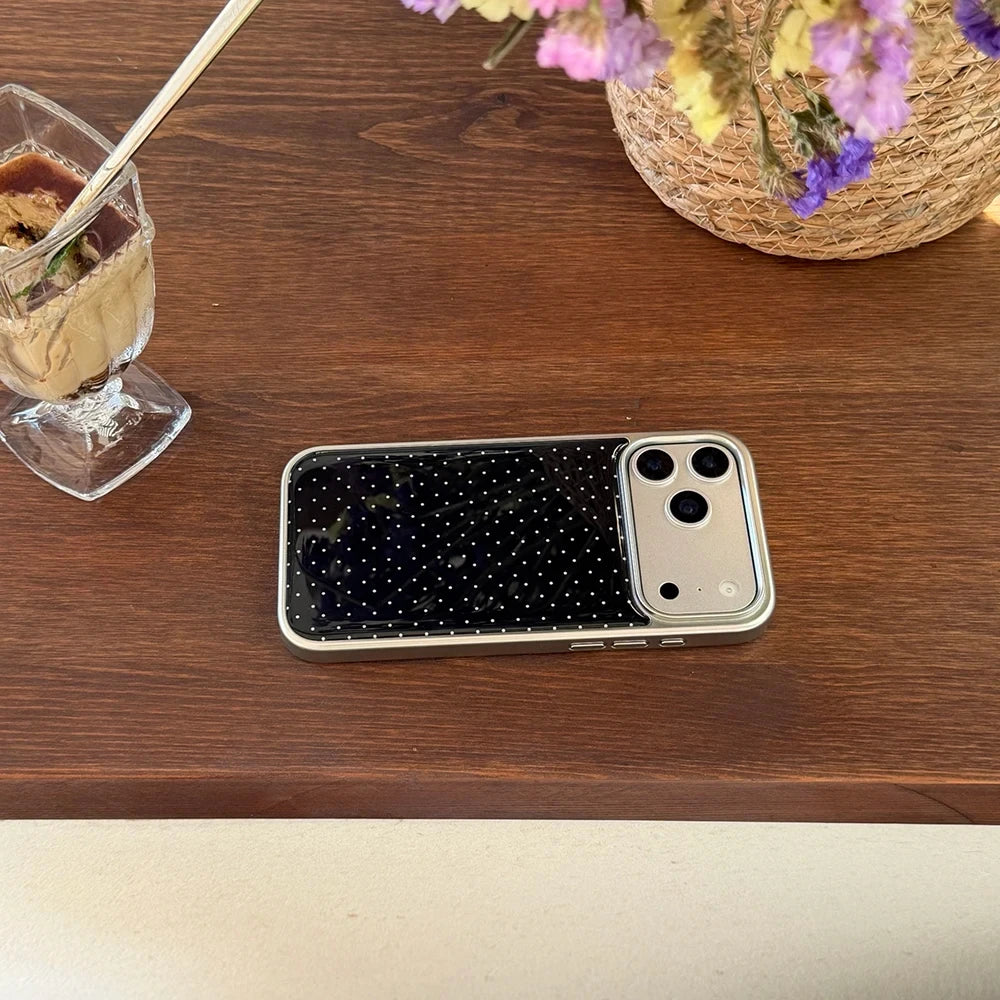 Korean INS Polka Dot Pattern Electroplated Silver Phone Case for iphone 17 Promax 17pro 14 15 16 Promax Shockproof Cover Funda