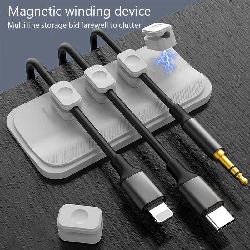 Magnetic Cable Management Holder Desktop Cable Clip Multipurpose Cord Keeper For Home Office For Mouse Charging Cables Storage