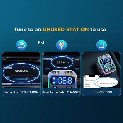 Bluetooth 5.0 FM Transmitter For CarStronger Dual Mics & HiFi Deep Bass Sound 48W PD&QC3.0 Bluetooth Car Adapter Hands-Free Call