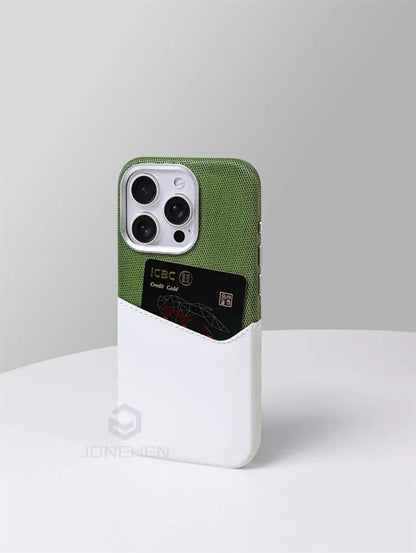 For Magsafe Card Holder Leather Case For iPhone 16 15 13 12 17 Pro Max 14 Plus Pocket Wireless Charge Alloy Lens Magnetic Cover