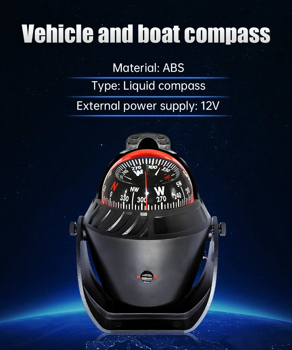1pc Electronic Navigation Compass Sea Marine Pivoting Compass Camping Gear With Magnetic Declination Adjustment For Car Ship