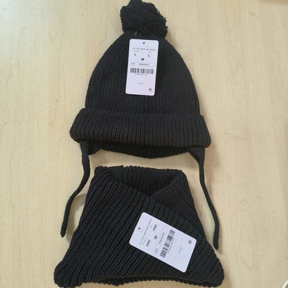 2024 baby girl and baby boy  child children's spring autumn winter Solid knitted hat and knitted infinity scarf