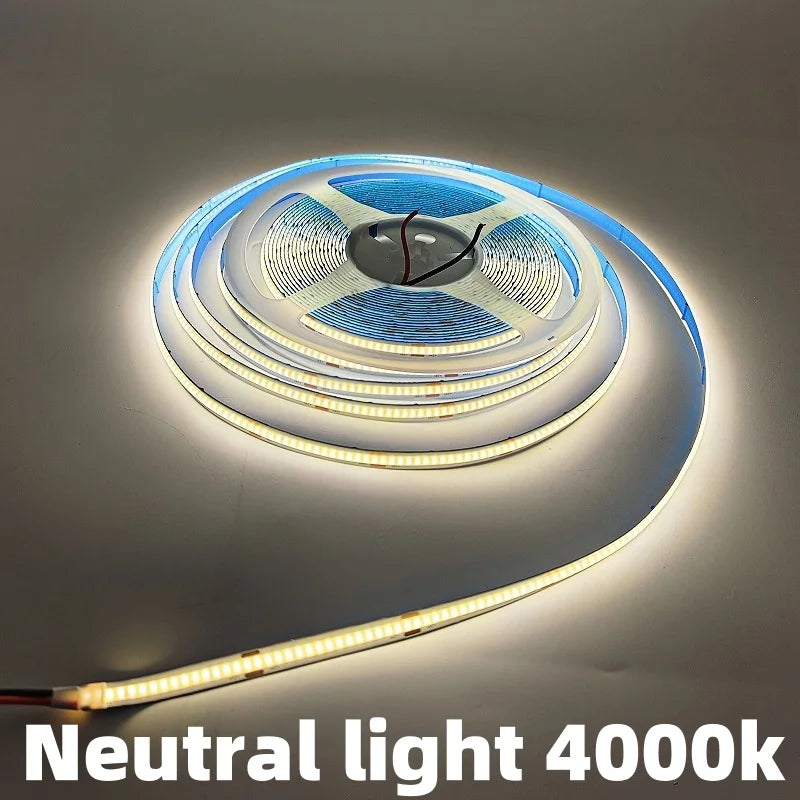 DC 12V 24V FOB COB Strip 320Leds/M High Density RA90 White 3000K 4000K 6000K IP21 Flexible Ribbon Rope LED Light