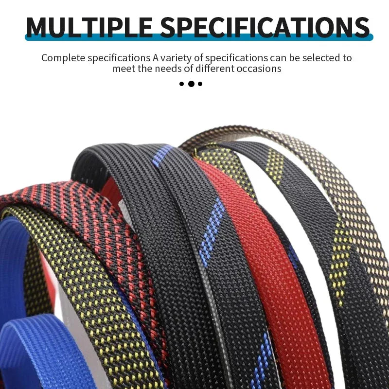 1m/5m/10m Flame Retardant Nylon Braided Wire Mesh Tubing PET Expandable Sleeving Cable and Wire Protection