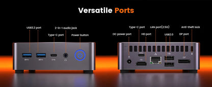 PELADN WO7 Mini PC AMD Ryzen 7 7735U (8C/16T, up to 4.75Ghz) 32GB DDR5+1TB SSD WiFi6 BT5.2 Quadruple-Display Mini Computer