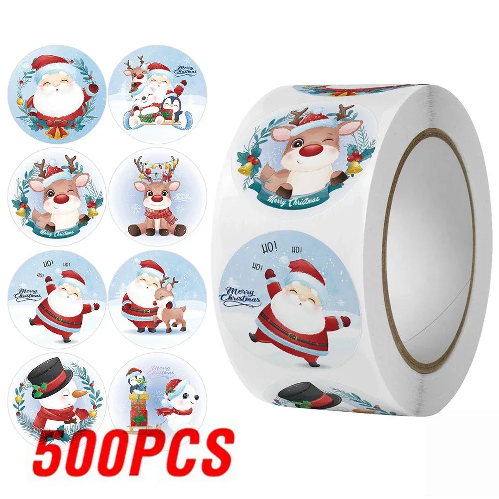 100-500Pcs Gold Snowflake Christmas Stickers Candy Bag Envelopes Sealing Label Christmas Gifts Box Decorations Sticker