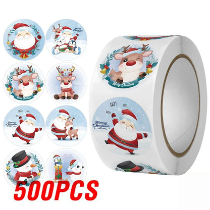 100-500Pcs Gold Snowflake Christmas Stickers Candy Bag Envelopes Sealing Label Christmas Gifts Box Decorations Sticker