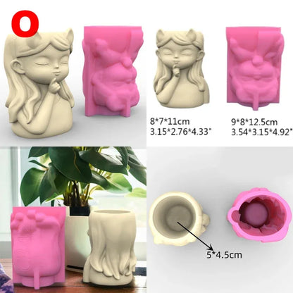21 Types Nonstick Girls Pen Holder Mold Flower Pot Silicone Mold DIY Crafts Ornament Tool DIY Succulent Planter Mold