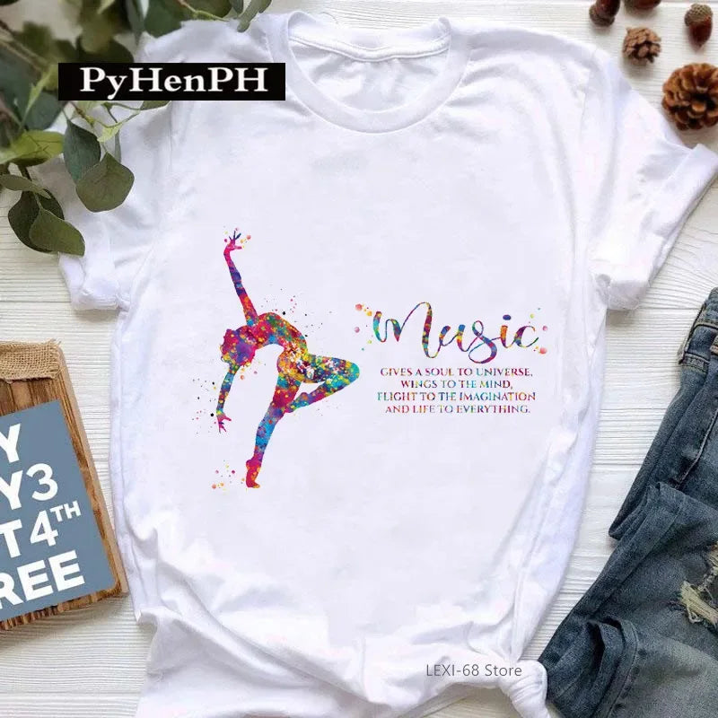Gymnast Dancer T Shirt  Fashion Gymnast Artistic Gymnastics Printed T-shirt for Women Parent-child Clothing Oversized T Shirt
