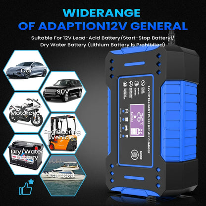 Battery Repair LCD Display 6A 12V Intelligent Car Battery Charger Car and Motorcycle Battery Charging Unit Lead-Acid