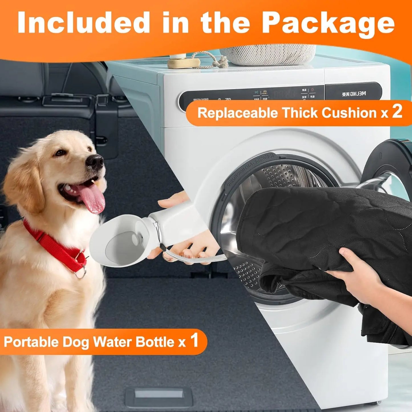 Back Seat Extender for Dogs Hammock for Car Back seat Dog Car Seat Cover with Hard Bottom Dog Car Seat Bed Supports 400lb
