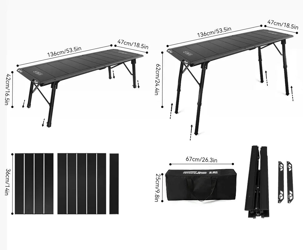 WESTTUNE Outdoor IGT Table IGT 5 Unit Aluminum Alloy Camping Table Portable Folding Desk for Picnic RV Trip Patio Backyard BBQ