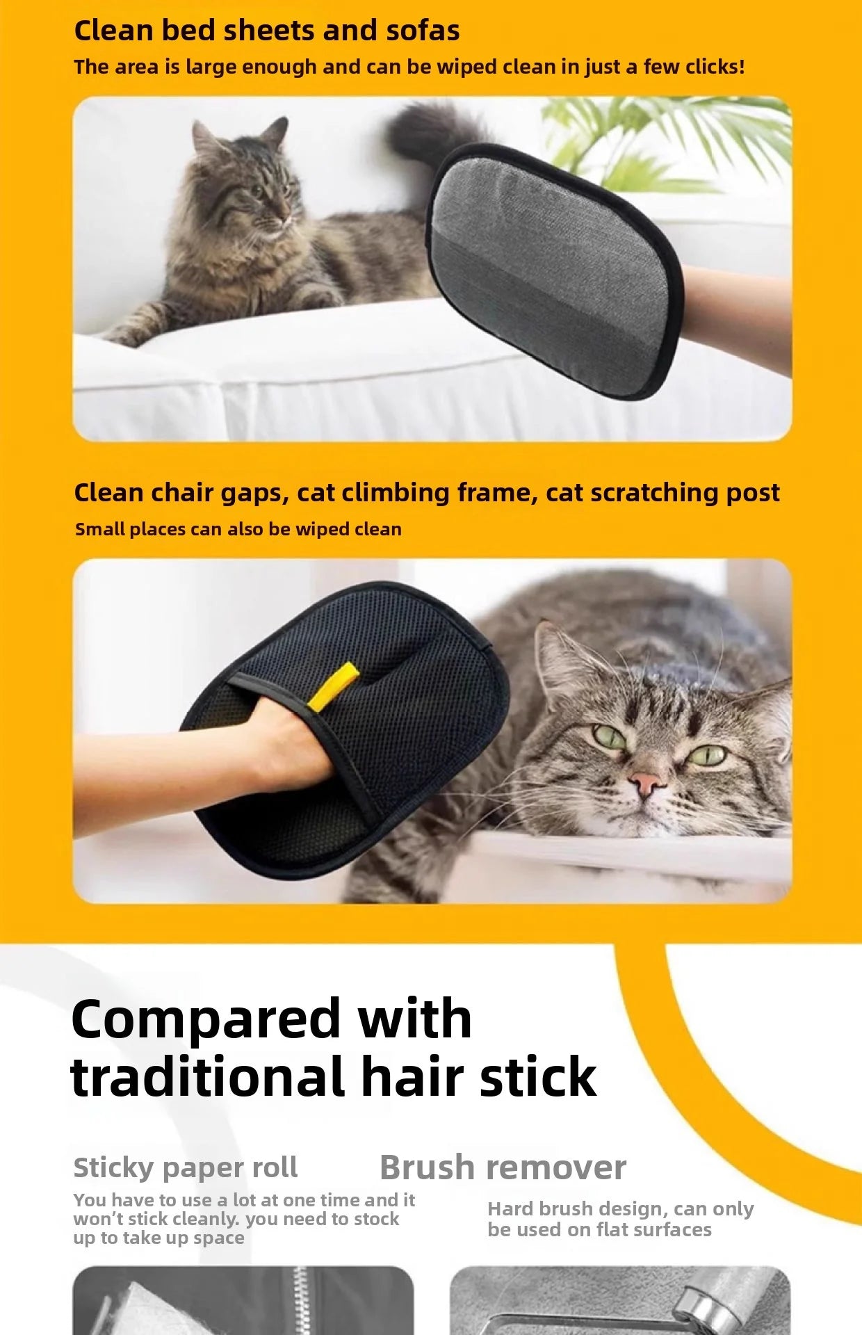 New Pet Grooming Gloves Static Dedusting Brush Pet Hair Remover Brush Removing Dog Cat Hair From Sofa Carpet Clothes